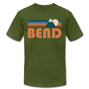 Bend, Oregon T-Shirt - Retro Mountain Unisex Bend T Shirt - olive