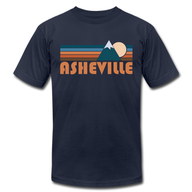 Asheville, North Carolina T-Shirt - Retro Mountain Unisex Asheville T Shirt - navy