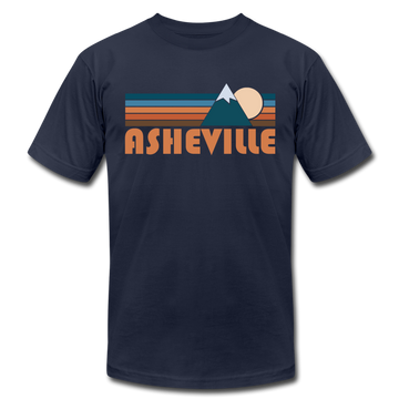 Asheville, North Carolina T-Shirt - Retro Mountain Unisex Asheville T Shirt - navy