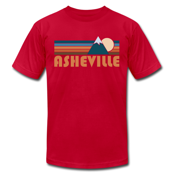 Asheville, North Carolina T-Shirt - Retro Mountain Unisex Asheville T Shirt - red