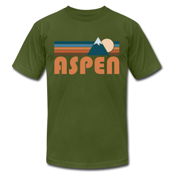 Aspen, Colorado T-Shirt - Retro Mountain Unisex Aspen T Shirt - olive