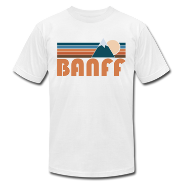 Banff, Canada T-Shirt - Retro Mountain Unisex Banff T Shirt - white