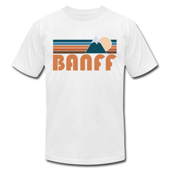 Banff, Canada T-Shirt - Retro Mountain Unisex Banff T Shirt - white