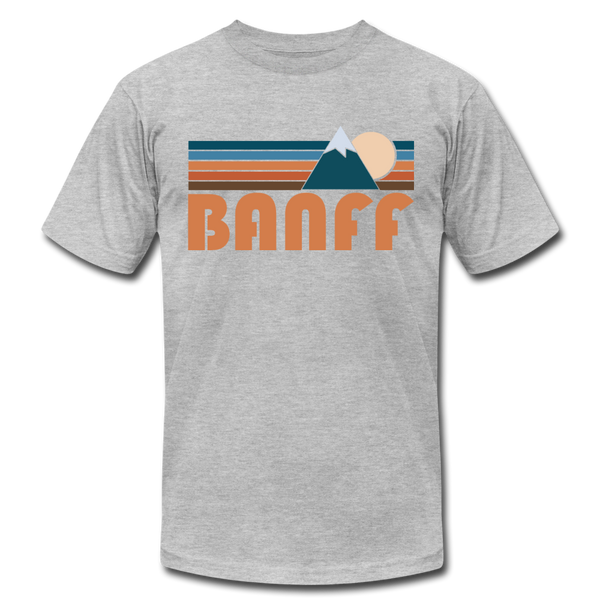 Banff, Canada T-Shirt - Retro Mountain Unisex Banff T Shirt - heather gray