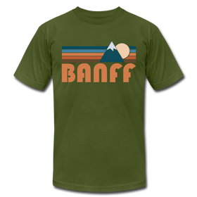 Banff, Canada T-Shirt - Retro Mountain Unisex Banff T Shirt - olive