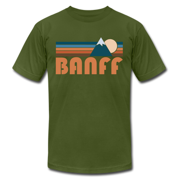 Banff, Canada T-Shirt - Retro Mountain Unisex Banff T Shirt - olive