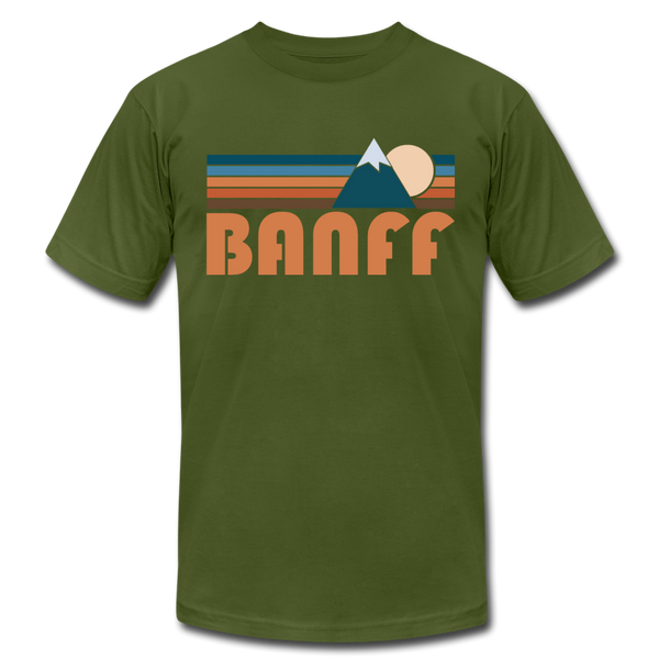 Banff, Canada T-Shirt - Retro Mountain Unisex Banff T Shirt - olive