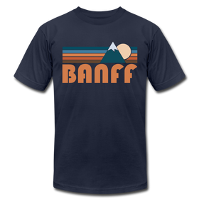Banff, Canada T-Shirt - Retro Mountain Unisex Banff T Shirt - navy