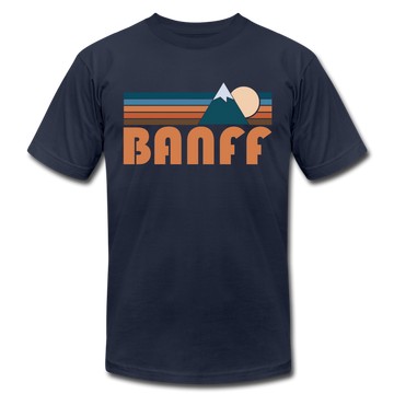 Banff, Canada T-Shirt - Retro Mountain Unisex Banff T Shirt - navy