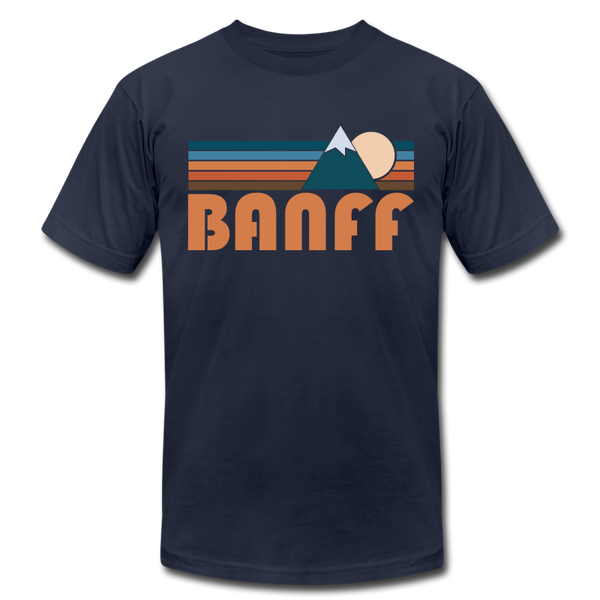 Banff, Canada T-Shirt - Retro Mountain Unisex Banff T Shirt - navy