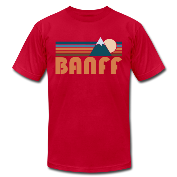 Banff, Canada T-Shirt - Retro Mountain Unisex Banff T Shirt - red