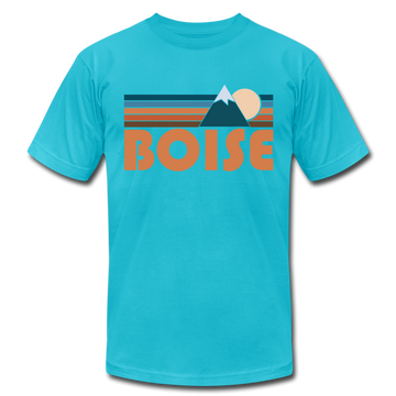 Boise, Idaho T-Shirt - Retro Mountain Unisex Boise T Shirt - turquoise