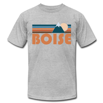 Boise, Idaho T-Shirt - Retro Mountain Unisex Boise T Shirt - heather gray