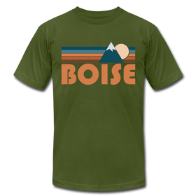 Boise, Idaho T-Shirt - Retro Mountain Unisex Boise T Shirt - olive