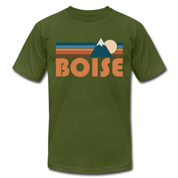 Boise, Idaho T-Shirt - Retro Mountain Unisex Boise T Shirt - olive