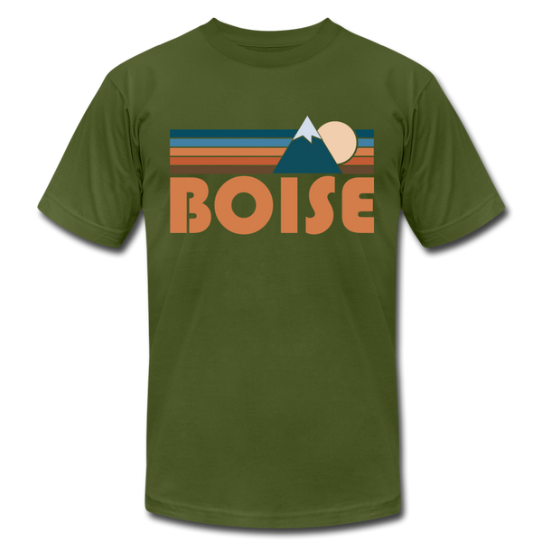 Boise, Idaho T-Shirt - Retro Mountain Unisex Boise T Shirt - olive