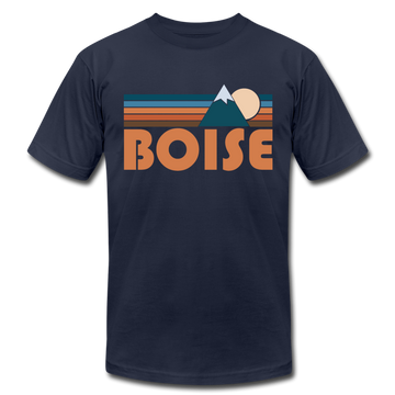 Boise, Idaho T-Shirt - Retro Mountain Unisex Boise T Shirt - navy