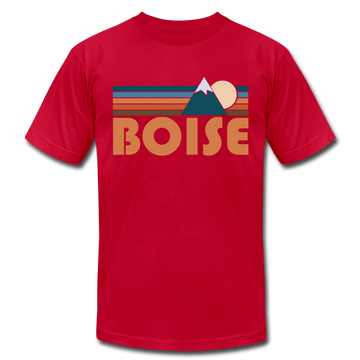 Boise, Idaho T-Shirt - Retro Mountain Unisex Boise T Shirt - red