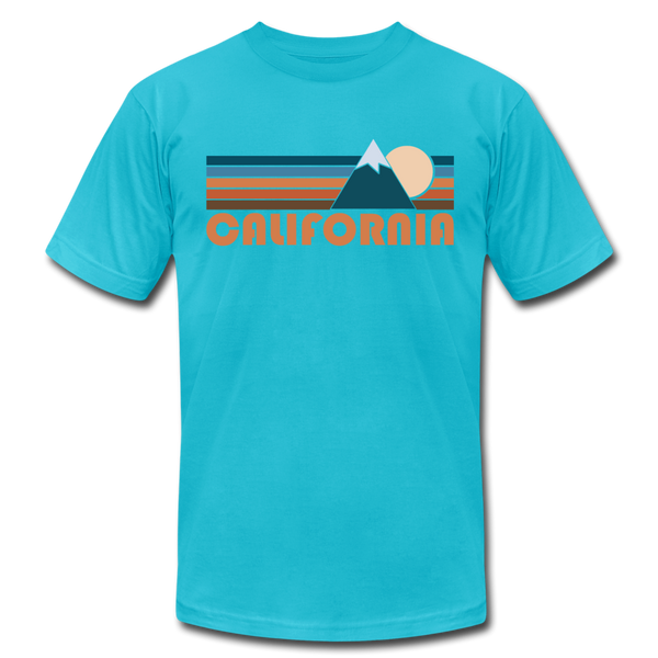 California T-Shirt - Retro Mountain Unisex California T Shirt - turquoise