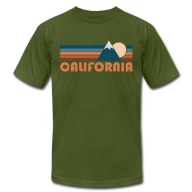 California T-Shirt - Retro Mountain Unisex California T Shirt - olive