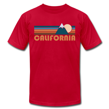 California T-Shirt - Retro Mountain Unisex California T Shirt - red