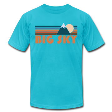 Big Sky, Montana T-Shirt - Retro Mountain Unisex Big Sky T Shirt - turquoise