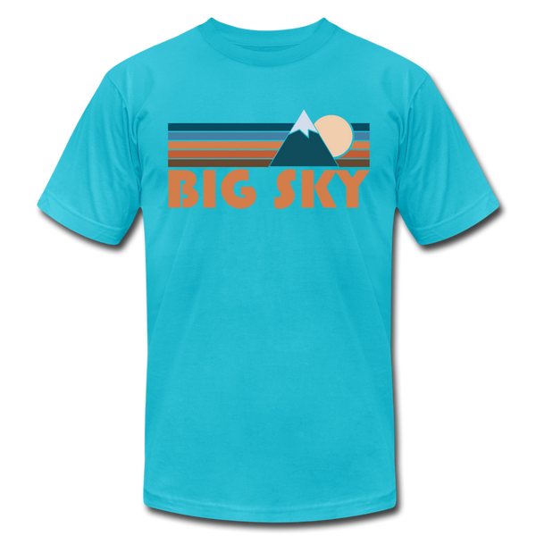 Big Sky, Montana T-Shirt - Retro Mountain Unisex Big Sky T Shirt - turquoise