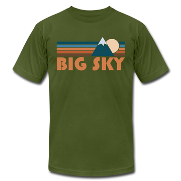 Big Sky, Montana T-Shirt - Retro Mountain Unisex Big Sky T Shirt - olive