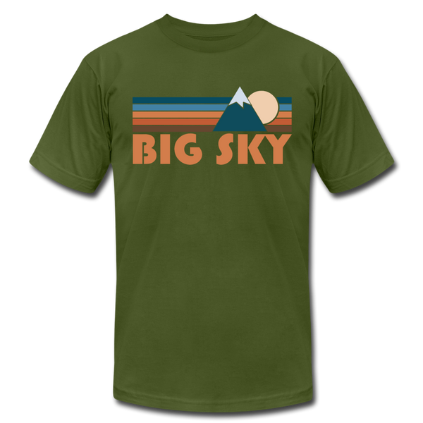 Big Sky, Montana T-Shirt - Retro Mountain Unisex Big Sky T Shirt - olive