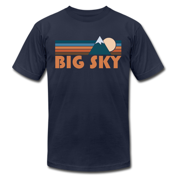 Big Sky, Montana T-Shirt - Retro Mountain Unisex Big Sky T Shirt - navy