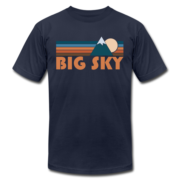 Big Sky, Montana T-Shirt - Retro Mountain Unisex Big Sky T Shirt - navy