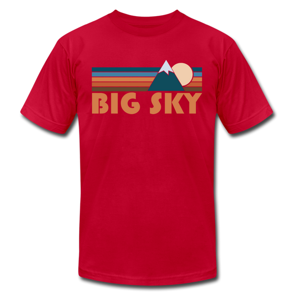 Big Sky, Montana T-Shirt - Retro Mountain Unisex Big Sky T Shirt - red