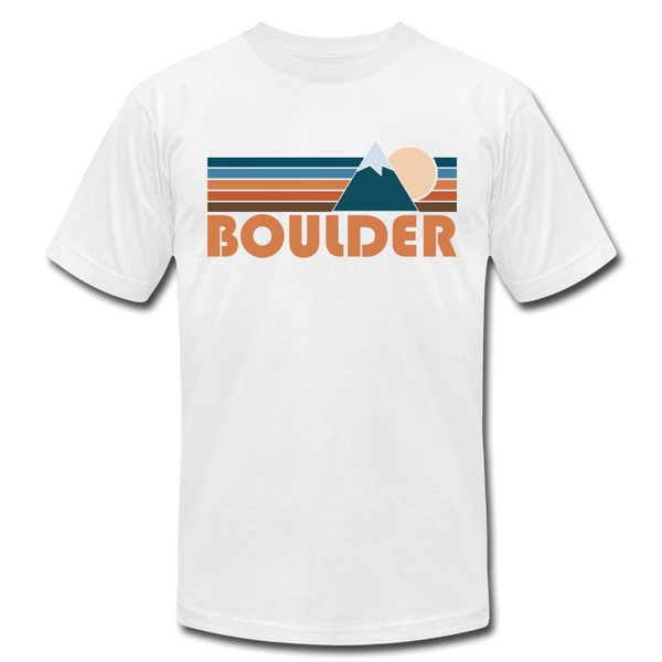 Boulder, Colorado T-Shirt - Retro Mountain Unisex Boulder T Shirt - white