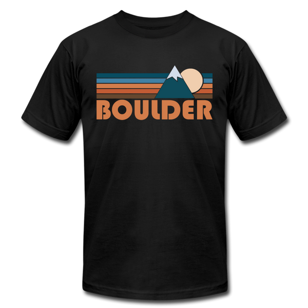 Boulder, Colorado T-Shirt - Retro Mountain Unisex Boulder T Shirt - black
