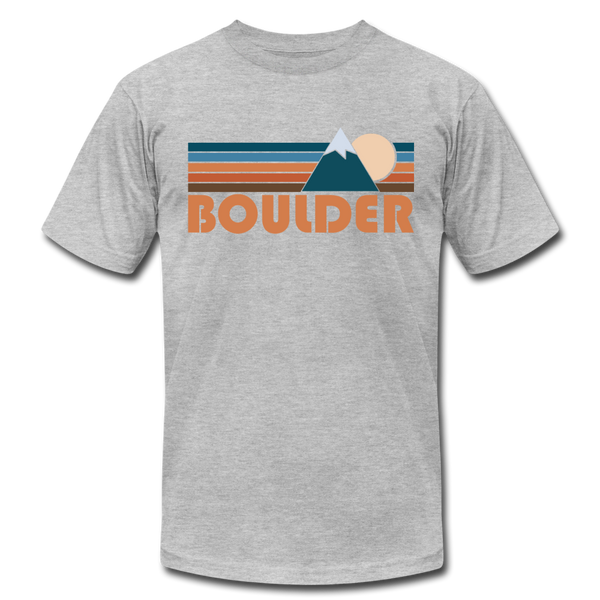 Boulder, Colorado T-Shirt - Retro Mountain Unisex Boulder T Shirt - heather gray