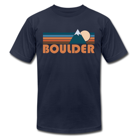 Boulder, Colorado T-Shirt - Retro Mountain Unisex Boulder T Shirt - navy