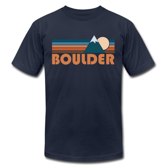 Boulder, Colorado T-Shirt - Retro Mountain Unisex Boulder T Shirt - navy