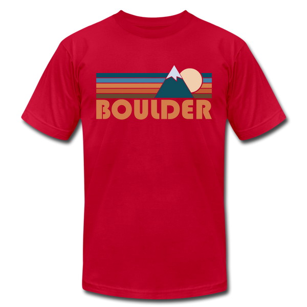 Boulder, Colorado T-Shirt - Retro Mountain Unisex Boulder T Shirt - red