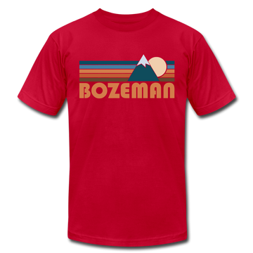 Bozeman, Montana T-Shirt - Retro Mountain Unisex Bozeman T Shirt - red