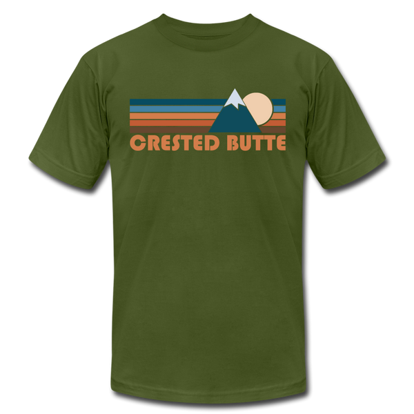 Crested Butte, Colorado T-Shirt - Retro Mountain Unisex Crested Butte T Shirt - olive