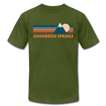 Colorado Springs, Colorado T-Shirt - Retro Mountain Unisex Colorado Springs T Shirt - olive