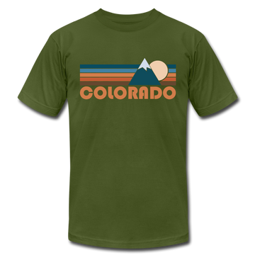 Colorado T-Shirt - Retro Mountain Unisex Colorado T Shirt - olive