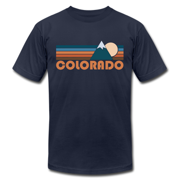 Colorado T-Shirt - Retro Mountain Unisex Colorado T Shirt - navy