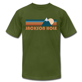 Jackson Hole, Wyoming T-Shirt - Retro Mountain Unisex Jackson Hole T Shirt - olive