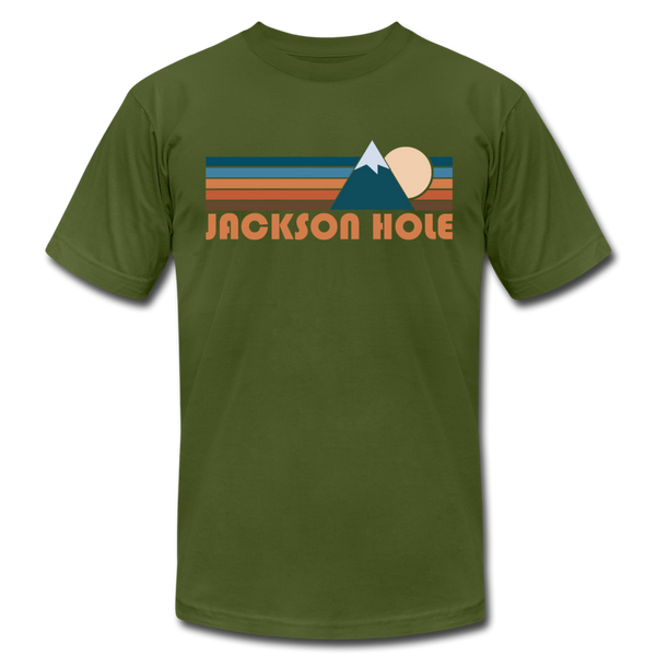 Jackson Hole, Wyoming T-Shirt - Retro Mountain Unisex Jackson Hole T Shirt - olive