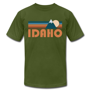 Idaho T-Shirt - Retro Mountain Unisex Idaho T Shirt - olive