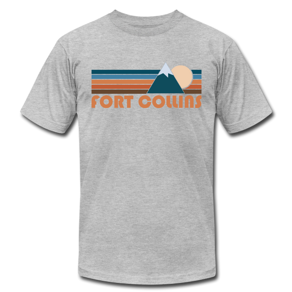 Fort Collins, Colorado T-Shirt - Retro Mountain Unisex Fort Collins T Shirt - heather gray