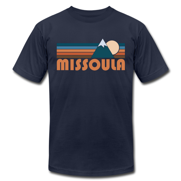 Missoula, Montana T-Shirt - Retro Mountain Unisex Missoula T Shirt - navy