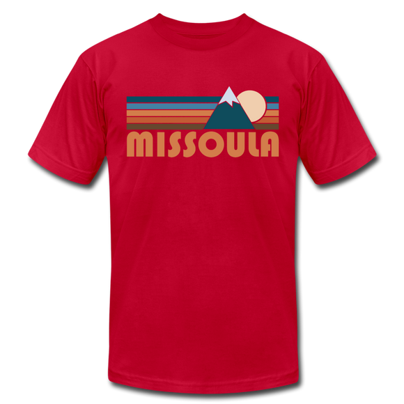 Missoula, Montana T-Shirt - Retro Mountain Unisex Missoula T Shirt - red