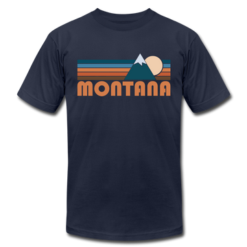 Montana T-Shirt - Retro Mountain Unisex Montana T Shirt - navy
